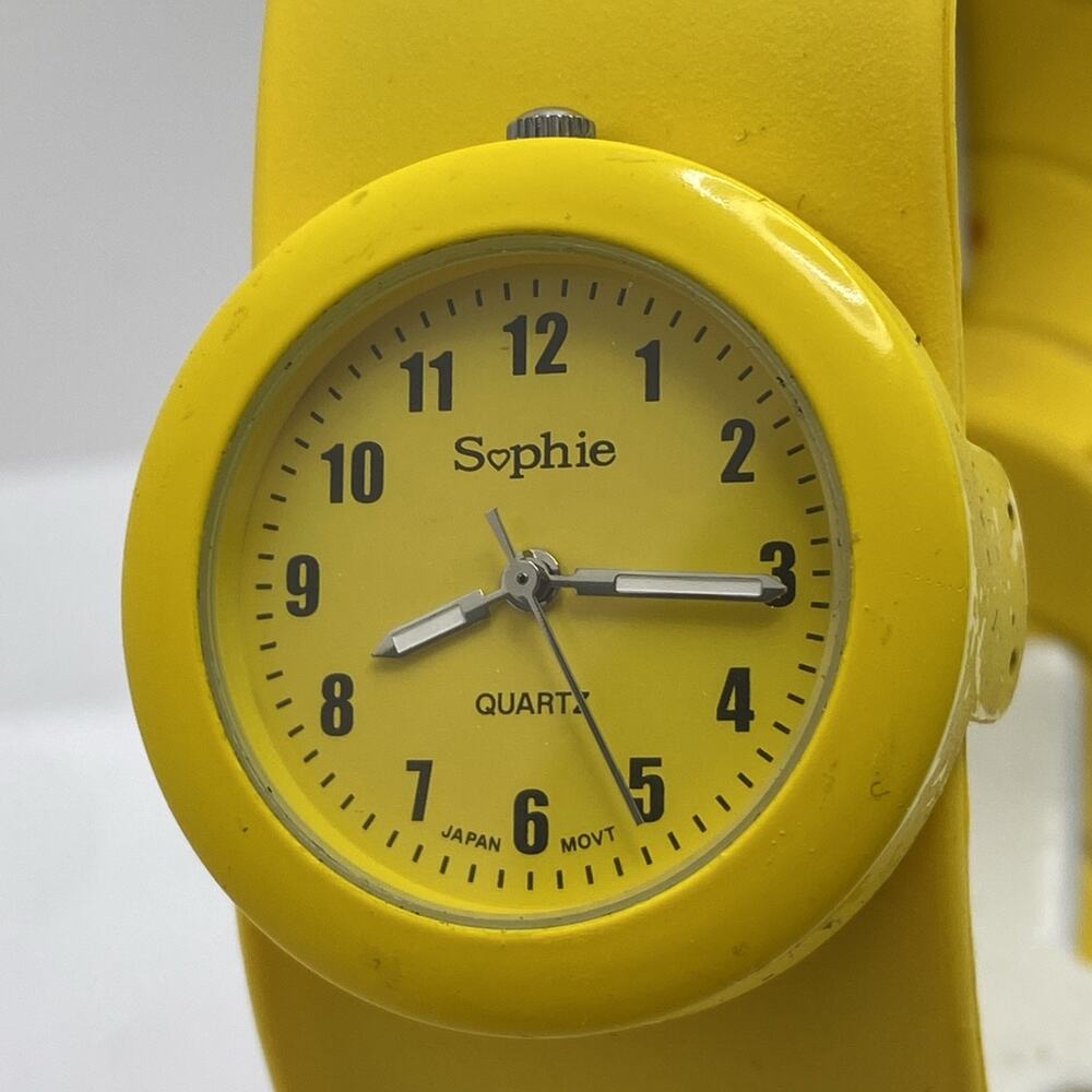 Vintage Sophie Womens Yellow Rubber Slap Watch New Battery